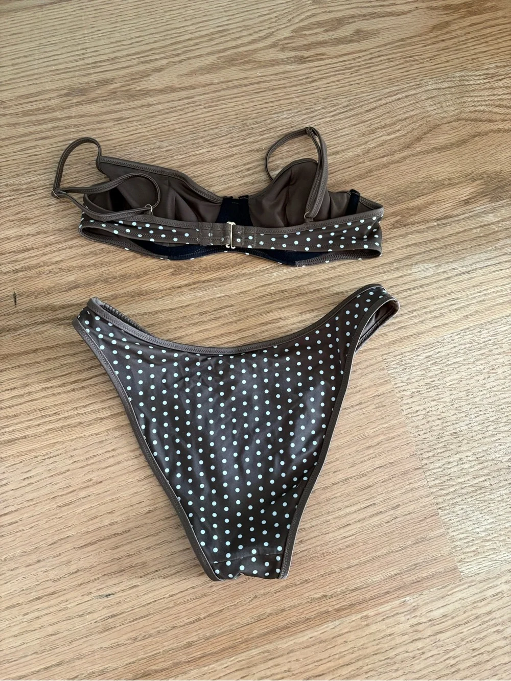 Frankie's Bikinis Brown and White Polka Dot Balconette Bikini